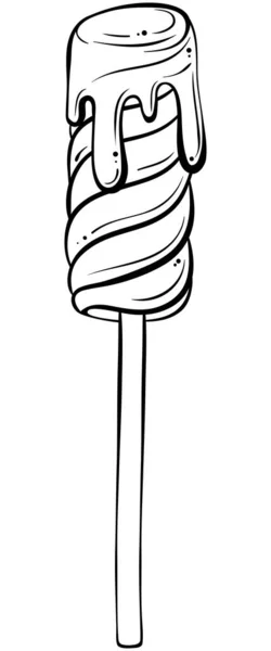 螺旋マシュマロロリポップオンザ木の棒 — ストックベクタ