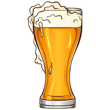 Bira ile renklendirilmiş cam kadeh.