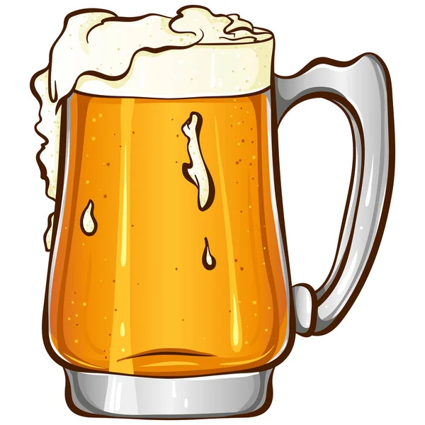 Färg Illustration glas mugg med öl — Stock vektor