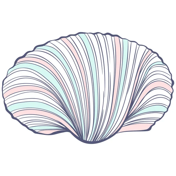 Scallop shell in pastelkleuren — Stockvector