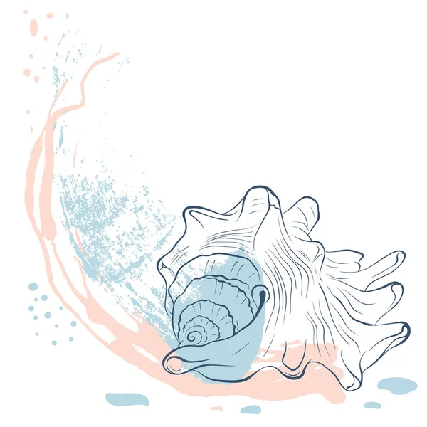 Spiked seashell in line art style — 图库矢量图片