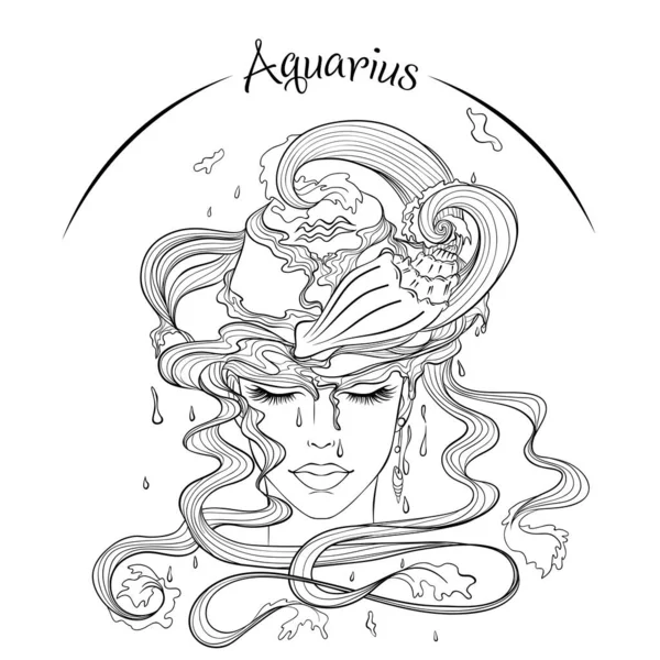 Aquarius as a girl in hat — стоковий вектор