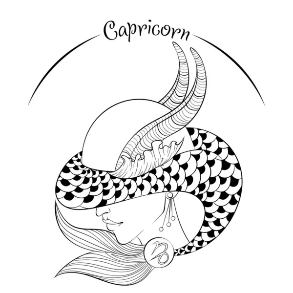 Capricorn as a girl in hat — стоковий вектор