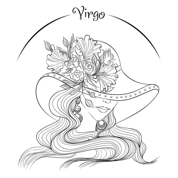 Virgo as a girl in hat — стоковий вектор