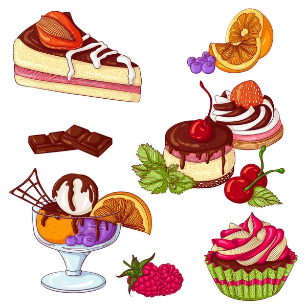 Desserts définir la couleur — Image vectorielle