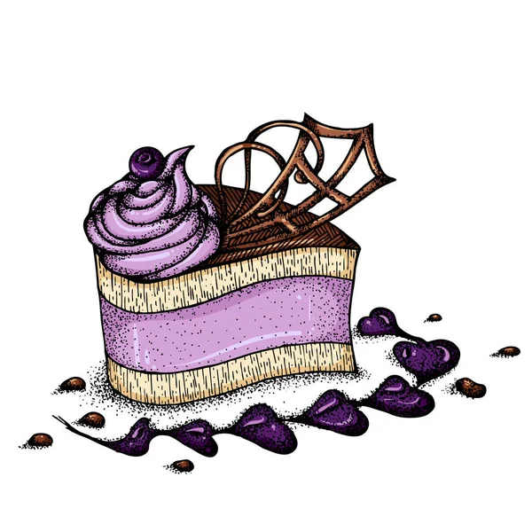 Kousek dortu s borůvkami — Stockový vektor