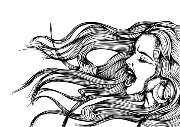 Jeune femme hurlante — Image vectorielle