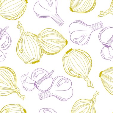 Soğan ve sarımsak tek renkli seamless modeli