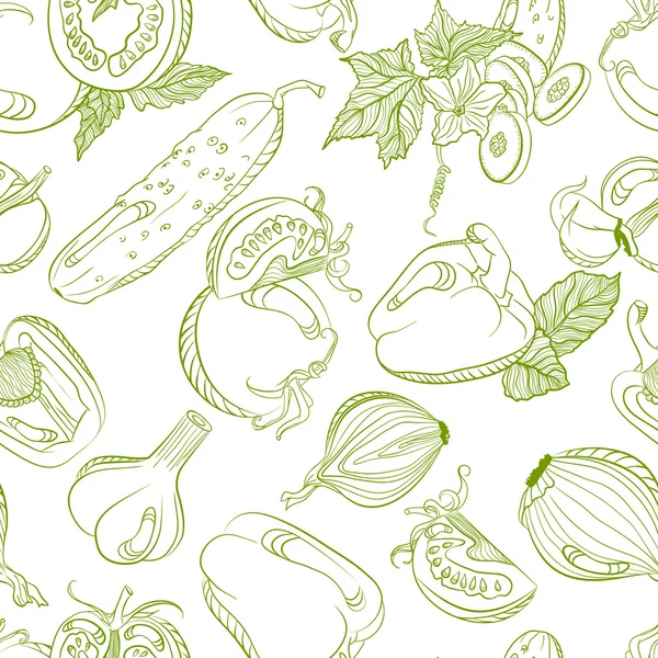Inconsútil patrón monocromo mezcla de verduras — Archivo Imágenes Vectoriales