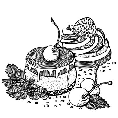 kek kiraz ve çilek anahat ile