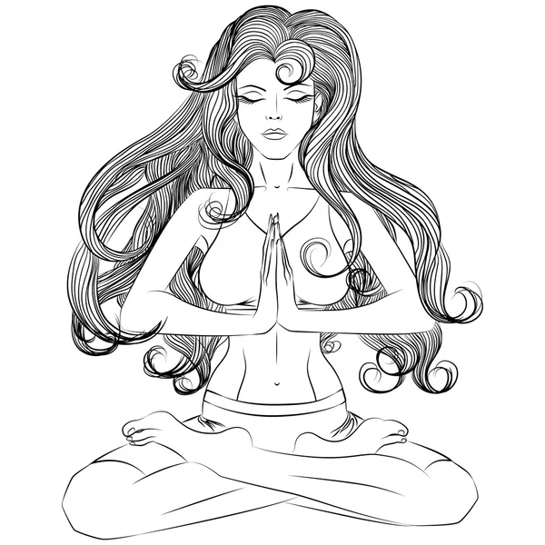 Chica de yoga en el esquema de posición de loto — Archivo Imágenes Vectoriales