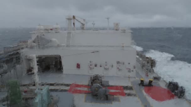 Gas tanker at stormy sea — Stock Video