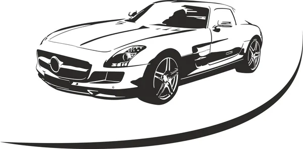 Vecteur de voiture de sport noir et blanc — Image vectorielle