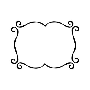Kıvırcık dekoratif taslak çerçeve, el çizimi tarzında. Kartlar, notlar, davetiyeler ve etiket tasarımı için mükemmel.