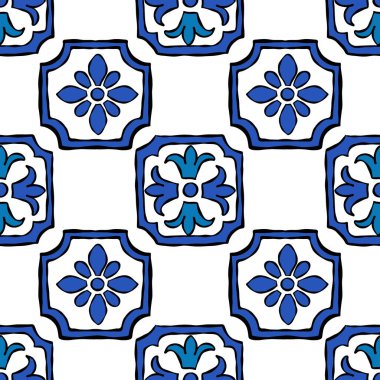 Çiçeksel ve süslü Akdeniz fayanslarını zengin mavi tonlarda birleştiren el çizimi, pürüzsüz desen. Majolica sanatından esinlenilmiştir.