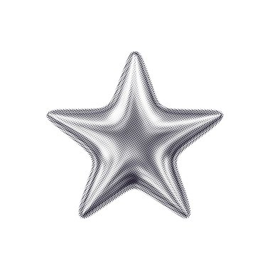 Moda Y2K kolaj tarzında yarım ton dokusu olan parlak metalik yıldız, dijital tasarımlar, çıkartmalar veya retro grafikler için mükemmel.