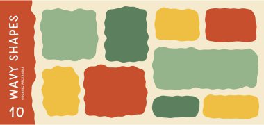 Organik dikdörtgen kabarcıklar ve sessiz retro renkler. Klasik tasarım, çocuk dekorasyonu ya da modern el sanatları için kullanışlı.