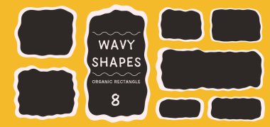 Dalgalı çizgileri olan koyu siyah dikdörtgenler. Asgari şablonlar, afişler veya yaratıcı grafikler için harika.