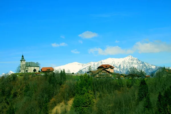 Mont Saxonnex Ist Eine Gemeinde Den Französischen Alpen — Stockfoto