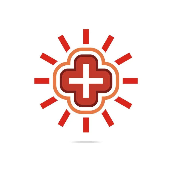 Logo Rosso Potere medico buon design — Vettoriale Stock