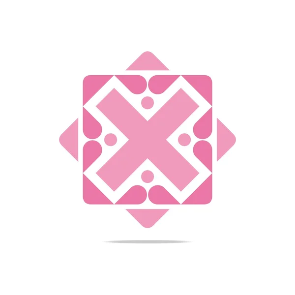 Logotipo abstracto letra X diseño amor negocio — Vector de stock
