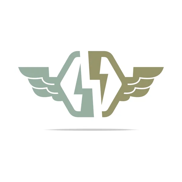 徽标电力电源翅膀图标设计符号抽象矢量 — 图库矢量图片