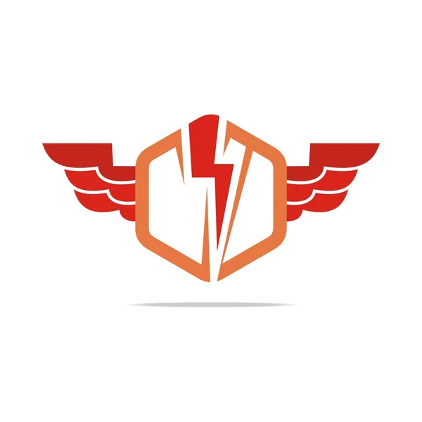 Λογότυπο ηλεκτρικής ενέργειας ισχύος φτερά εικονίδιο σχεδιασμός σύμβολο αφηρημένη διάνυσμα — Διανυσματικό Αρχείο