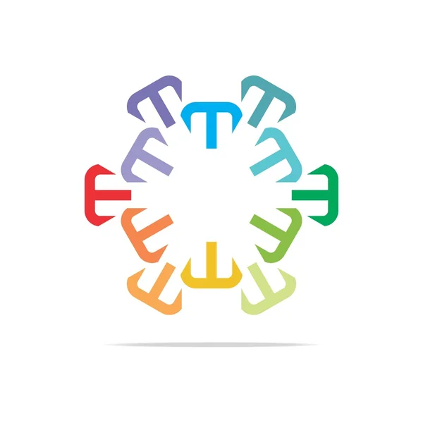 Huruf T Menghubungkan Logo Jaringan - Stok Vektor