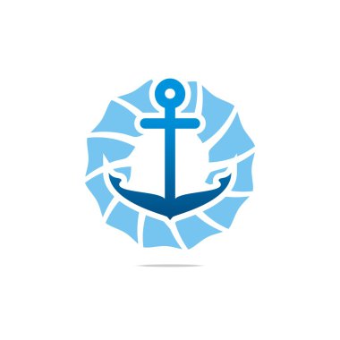 Achor Gemi Vektör Yaz illüstrasyon tasarım Logo