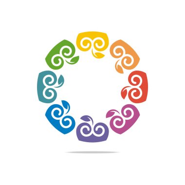 Logo tasarım doğal süs bahçe bitkiler daire simgesi simgesi soyut 