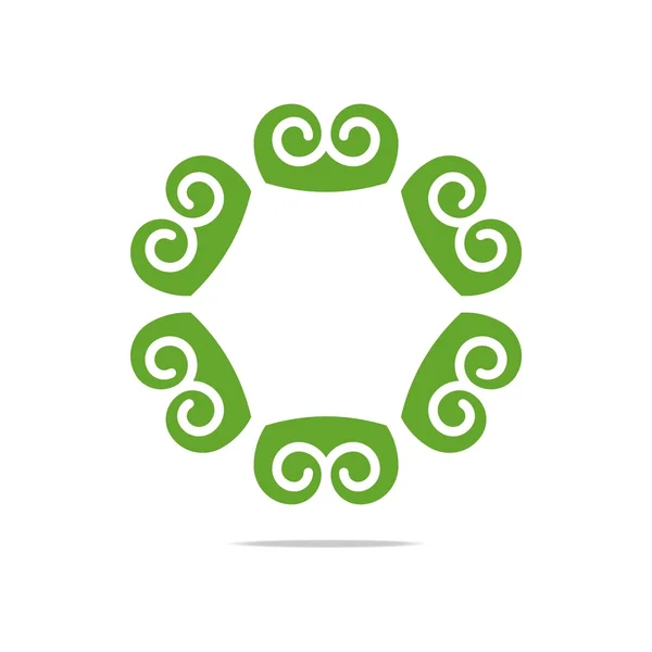 Logo Design Ornamento Naturale Giardino Piante Circolo Icona Simbolo Astratto — Vettoriale Stock