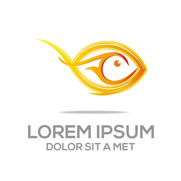 Poisson logo mer signe vecteur restaurant jaune orange — Image vectorielle