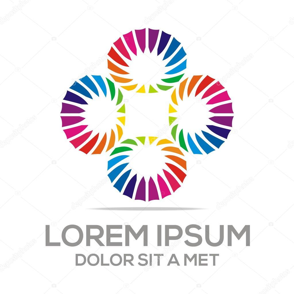 Circle spin colorful rainbow concept flower shell scallop style design shape