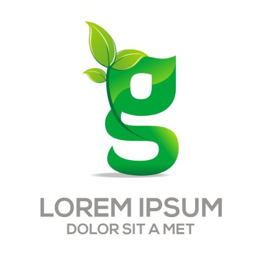 Logo vektör G harfi tasarım öğesi Eko yaprakları