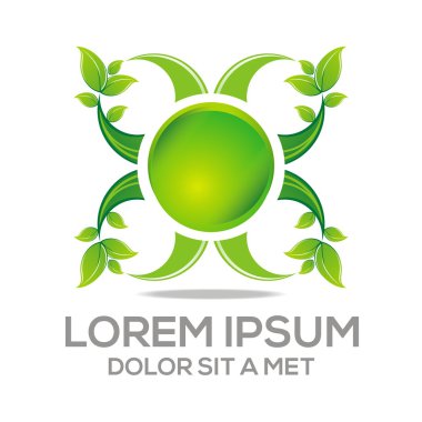 Logo vektör daire çiçek tasarım öğesi Eko yaprakları