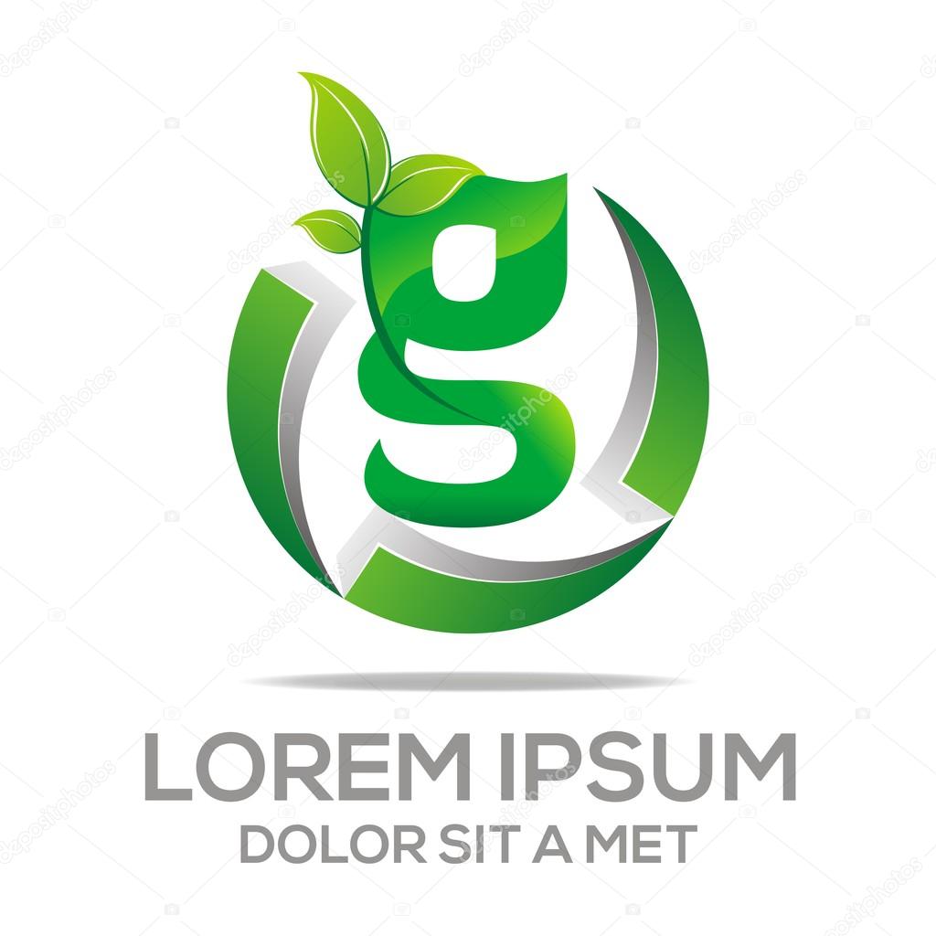 Logo Vector Letter G Design Element Eco Leaves