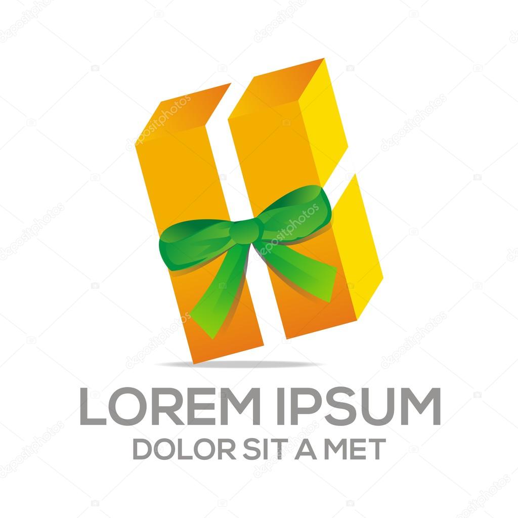 Logo gold gift surprize birthdays christmast pack gift box illustration