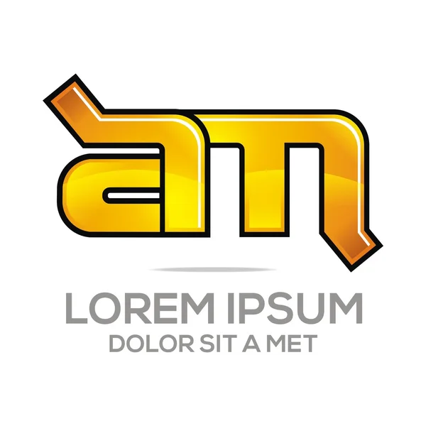 Letra Creativa Empresarial AM Company logo Design Icon — Archivo Imágenes Vectoriales