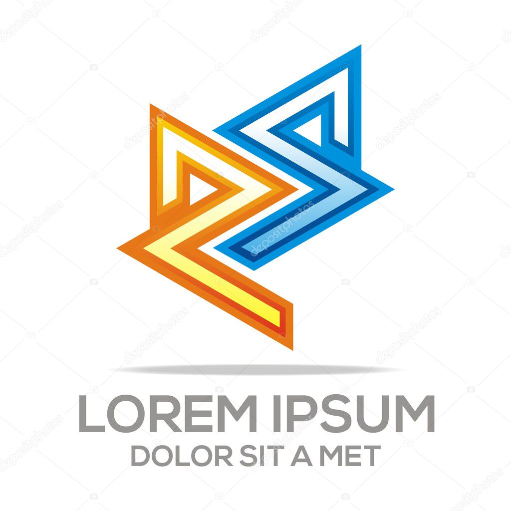 Abstract letter line av color orange blue alphabet font initialdecoration type text idea symbol icon