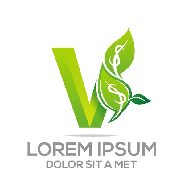 Logo Vector Letter V Leaves icon — Stock Vector