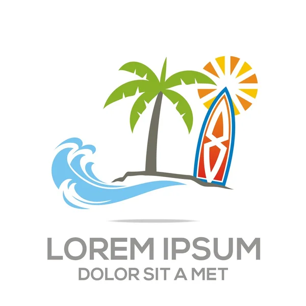 Logotipo playa vacaciones Sunset Ocean vocación — Archivo Imágenes Vectoriales