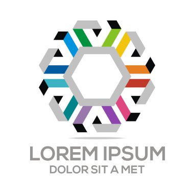 Logo soyut üçgen altıgen vektör