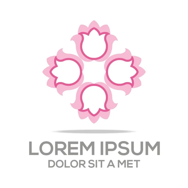 Rojo tulipán blanco flor en círculo, vector logotipo plantilla Resumen — Vector de stock