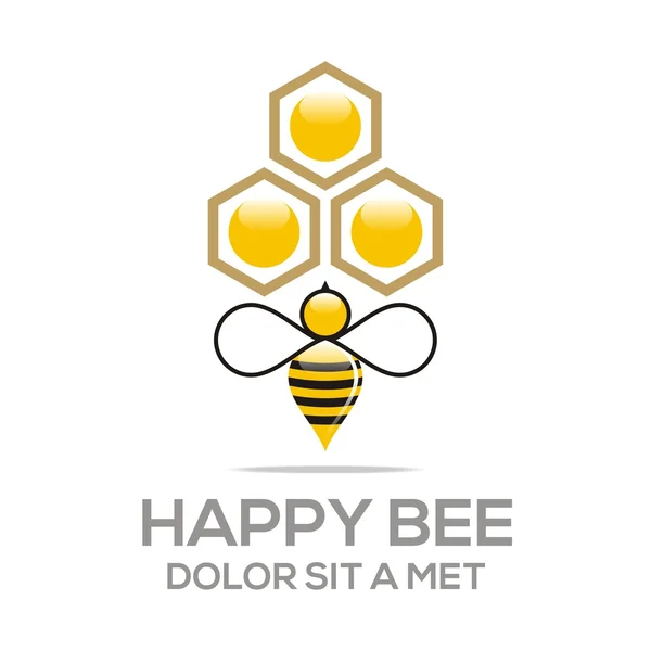 Logo beehive sweet natural and honeycomb design vector — ストックベクタ