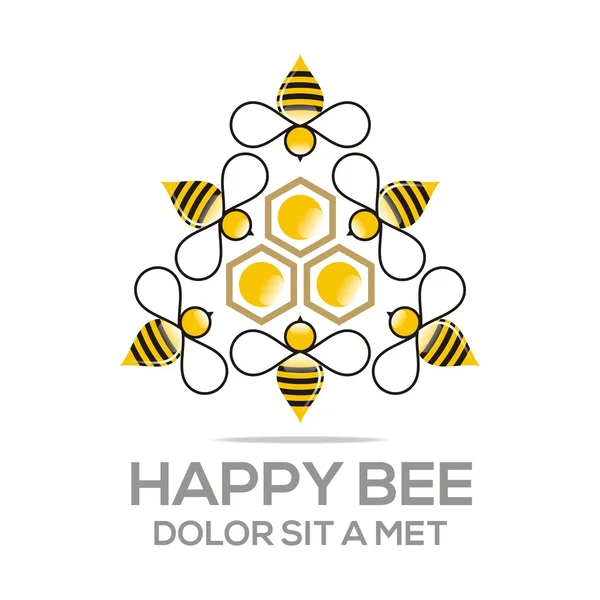 Logo Bienenkorb süße natürliche und Wabendesign-Vektor — Stockvektor