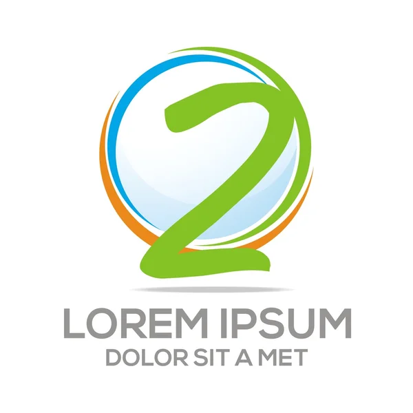 Logo Deux Numéro de vecteur — Image vectorielle