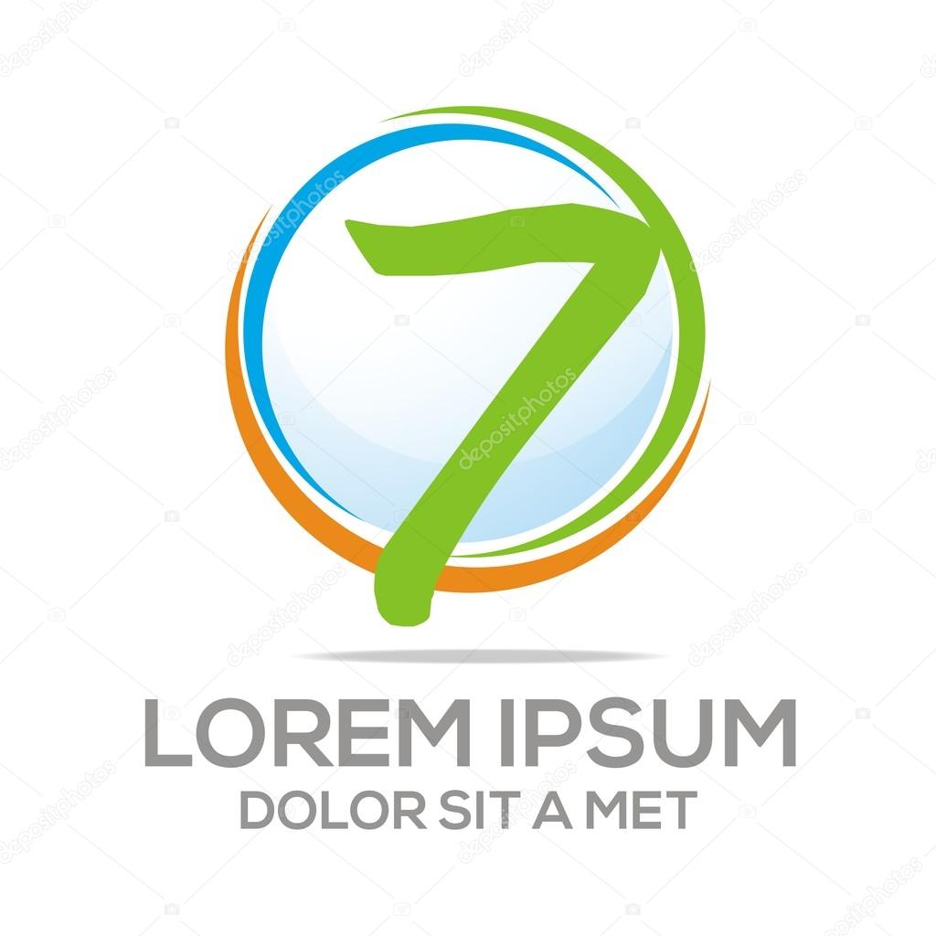 Circle logo number seven vector graphic 7 symbol size round