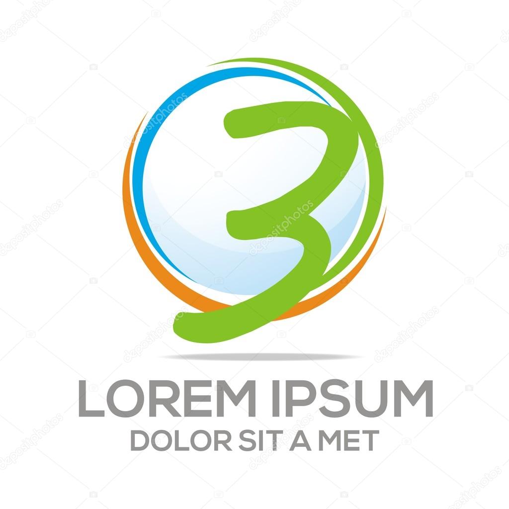 Circle logo number three vector graphic 3 symbol size round