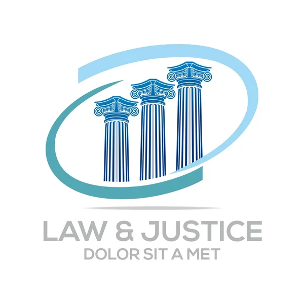 Logo edificio de la ley y la justicia icono vector — Vector de stock