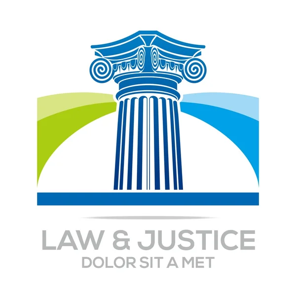 Logo edificio de la ley y la justicia icono vector — Vector de stock